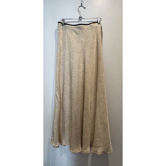 Mango MNG Women’s Size Large Satin Midi Skirt Pull On Elastic Waist Print - Picture 2 of 6